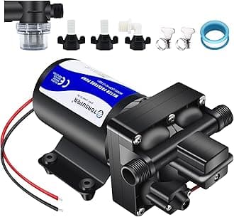 Water Pressure Booster Pump, 12V DC Water Diaphragm Pump, 5GPM 70PSI with Power Plug, Self Priming RV Water Pump for Home Kitchen Bathroom RV Marine Yacht Garden Hose