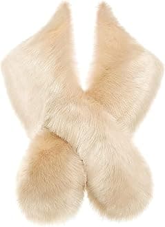BABEYOND Women's Faux Fur Shawl Party Faux Fur Collar Fur Wraps for Winter Bridal Wedding Cover Up