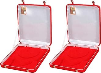 atorakushon Red Women Velvet Jewellery Storage Boxes Necklace Ring Earring Pendant Half Set Wedding Organizer Pack 2