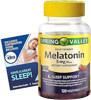 Melatonin 5mg Gummies – Natural Strawberry Flavor, Sleep Support Supplement, 120 Vegetarian Gummies, Non-GMO – Bundle with Have a Great Sleep - A to Z - Better Idea Guide