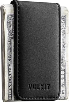 VULKIT Magnetic Money Clip Leather Money Holder Minimalist Design Holds Up to 15 Cash