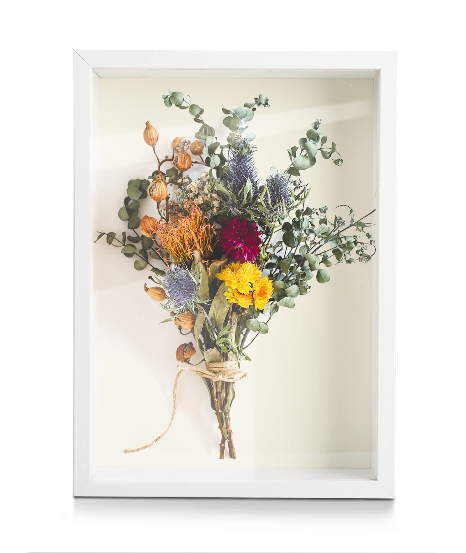 Shadow Box Frame,3D Picture Frame Dried Flowers Display Case Large Deep Wood Memory For Crafts,Photos,Keepsake,Flower Display,White
