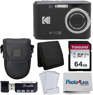 Kodak PIXPRO FZ45 Digital Camera + Black Point & Shoot Camera Case + Transcend 64GB SD Memory Card + Tri-fold Memory Card Wallet + Hi-Speed SD USB Card Reader + More!… (Black)