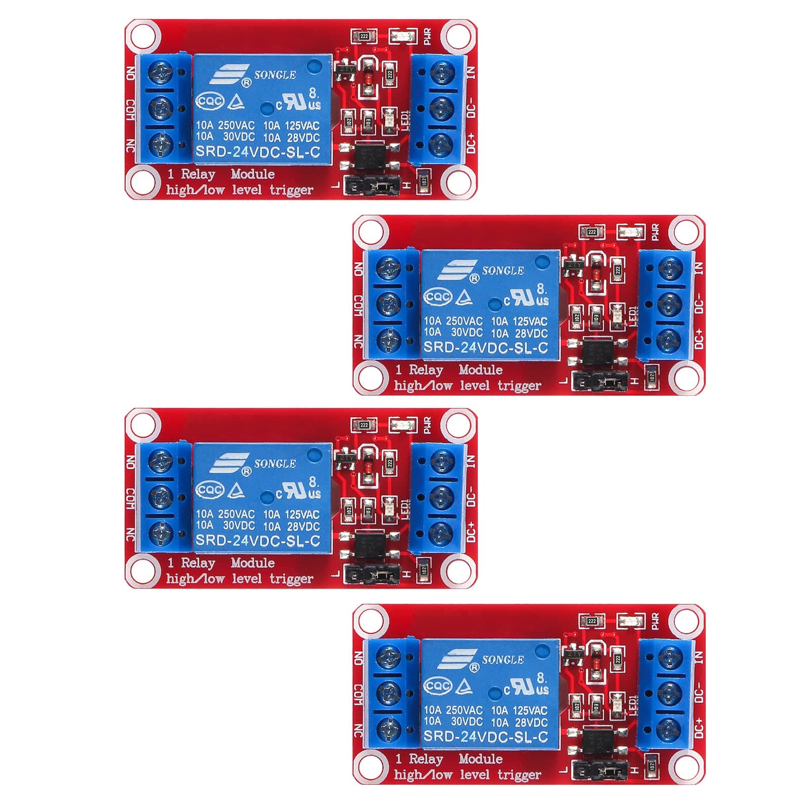 4pcs Relay Module DC 24V Relay Board 1 Channel with Optocoupler Isolation Support High or Low Level Trigger