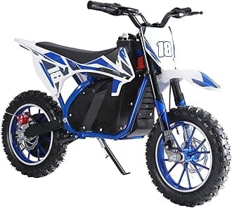 36V Electric Kid Dirt Bike,Off Road Mini Motorcycle,350W Motor Rocket Motorcycle Speed Up to 25 MPH,10 Inch Tires Dirt Bike,Mini Off Road Electric Vehicles Blue