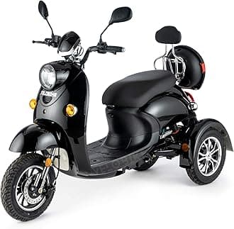 ZT 63 Retro 3-Wheel Mobility Vehicle with High Capacity Battery (45-60 Km), Full Suspension, Led Lighting and Extra Mobility Device Rain Cover