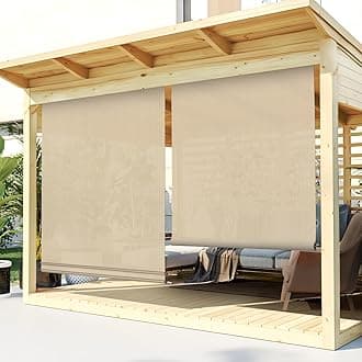 TANG Sunshades Depot Exterior Roller Shade Roll up Shade for Patio Deck Porch Pergola Balcony Backyard Patio or Other Outdoor Spaces Blinds Light Filtering Block 90% UV Rays 7'Wx9.5'H Beige