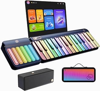 POPUPIANO 29-Key Smart Piano Keyboard with Speaker, Rainbow Lighting Keys, Beginner Lessons, 256 Tones, 100+ Chords, and Electric Keyboard Piano Audio Input
