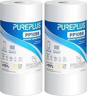 PUREPLUS 10 Micron 10" x 4.5" Whole House Sediment Home Water Filter Replacement Cartridge for Culligan RFC-BBSA, HD-950, WFHD13001B, W15-PR, GXWH30C, GXWH35F, Aqua-Pure AP817, PP10BB, 2PACK