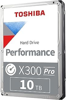 Toshiba X300 PRO 10TB High Workload Performance for Creative Professionals 3.5-Inch Internal Hard Drive – Up to 300 TB/Year Workload Rate CMR SATA 6 GB/s 7200 RPM 512 MB Cache - HDWR71AXZSTB