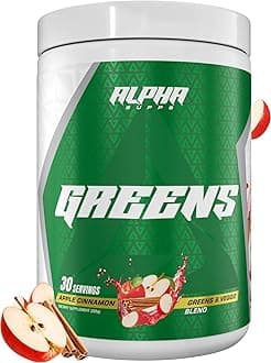 Alpha Greens Supplement | Fruit & Vegetable Superfood Powder | Over 40 Natural Plant Based Ingredients | Prebiotic & Probiotic Digestive Support Blend - 30 Servings (Apple Cinnamon)
