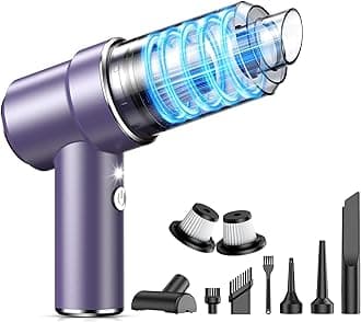 KMM Handheld Car Vacuum Cleaner, 11000PA Vacuum Cleaner & Air Duster, 120W High Power Vacuum Portable Cordless, Hand Held Vacuum Rechargeable with Multi-Nozzles & LED Light for Home, Car, Office