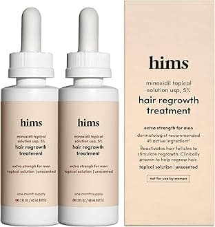 hims Hair Regrowth Treatment - Topical Minoxidil 5% Solution for Men - Extra Strength - Supports Thicker, Fuller Hair - Non-Greasy - Unscented, 2 Pack