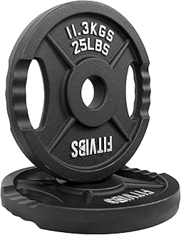 Signature Fitness Olympic 2-Inch Cast Iron Plate Weight Plate for Strength Training and Weightlifting, Multiple Sizes