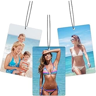 Personalised Car Air Freshener with Double Sided,Custom Printed Photo/Text,19 Kinds Scents Air Freshener for Car,Wardrobe,Bathroom,Hanging Ornaments,Long Lasting Fragrance (Rectangle)