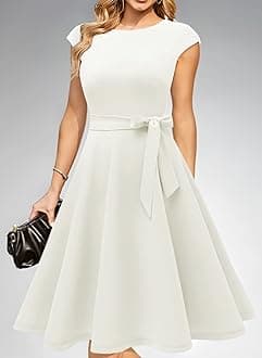 DRESSTELLS Cocktail Dress for Women, White Graduation Prom Dress for Teen, Formal Wedding Guest Dress,Summer Vintage Tea Party Dress 2024 White L