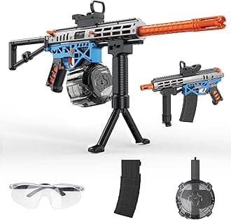Gel Toy Gun Blaster Automatic, Electric Splatter Ball Toy Rifle and Goggles, Shooting Games, Blue