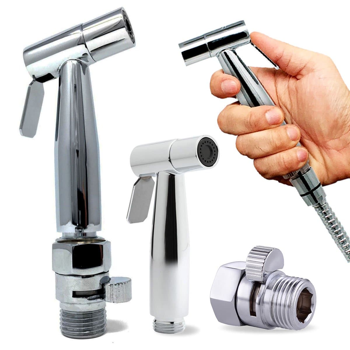 Diaper Sprayer with Pressure Control Valve | One Hand Operation Using the Stainless Steel Cloth Diaper Sprayer or Bidet Shattaf | Personal Hygiene with the Private Bidet Sprayer