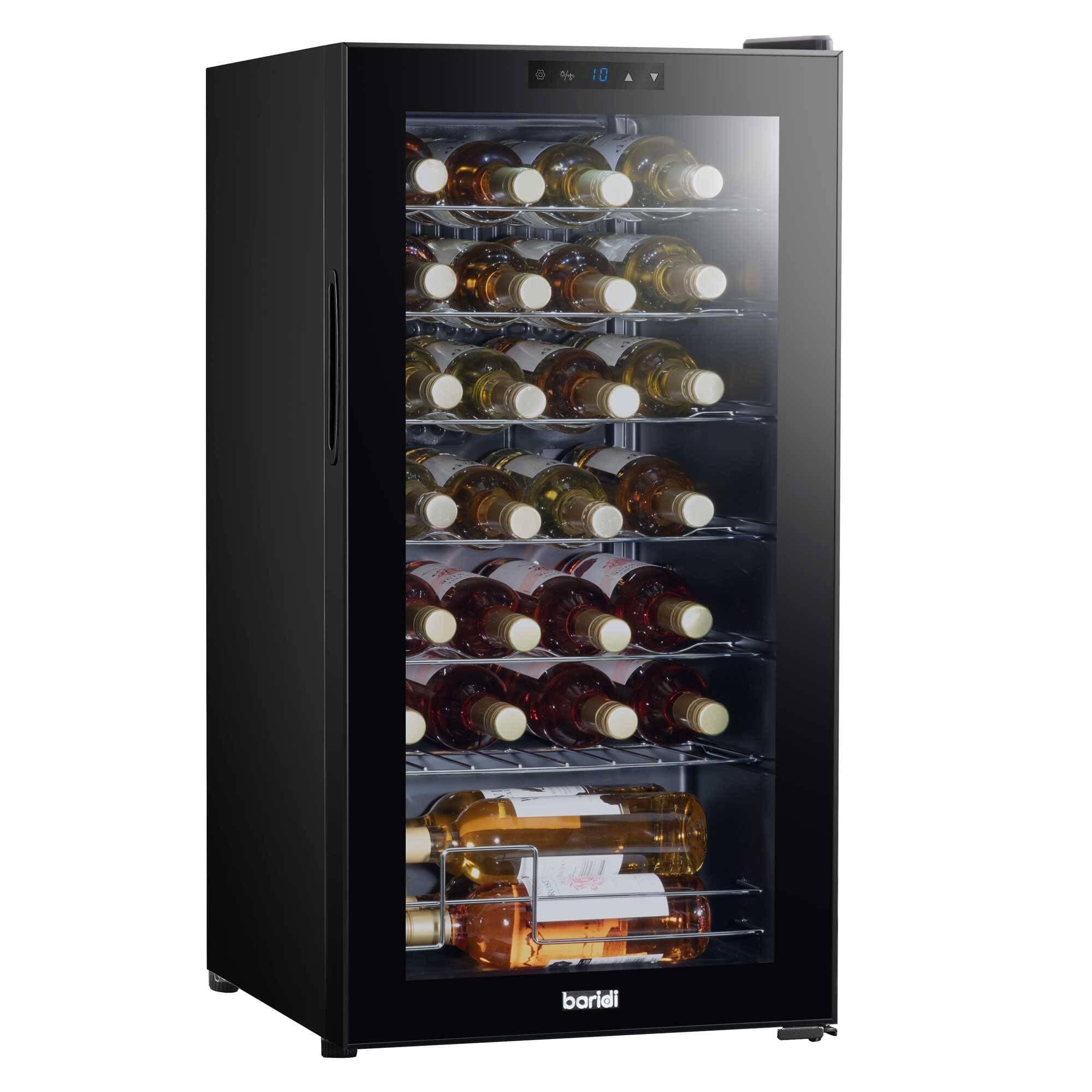 Dellonda Baridi 28 Bottle Wine Cooler Fridge with Digital Touch Screen Controls & LED Light, Black - DH10
