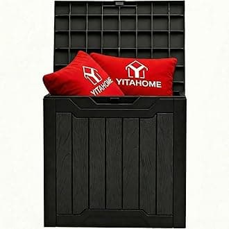 YITAHOME 31 Gallon Outdoor Storage Box, Resin Deck Box and Waterproof Package Delivery Box for Gardening Tools, Pool Supplies, Patio Furniture, Lockable, Black