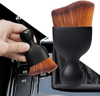 Ouzorp Car Interior Dust Brush, Car Detailing Brush, Soft Bristles Detailing Brush Dusting Tool for Automotive Dashboard, Air Conditioner Vents, Leather, Computer,Scratch Free(Black&Brown)