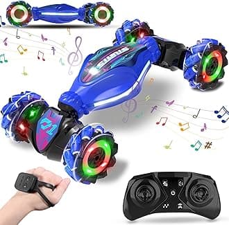 Gesture RC Car - Gesture Sensing RC Stunt Car Toys for Boys Girls Aged 6-12, 2.4GHz 4WD Hand-Controlled Remote Control Twist Car with Lights Music - Best Birthday Gifts for Kids