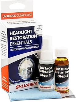 SYLVANIA - Headlight Restoration Kit - 3 Easy Steps to Restore Sun Damaged Headlights With Exclusive UV Block Clear Coat, Light Output and Beam Pattern Restored, Long Lasting Protection