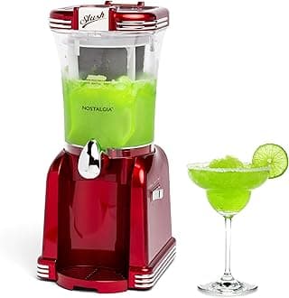 Nostalgia Frozen Drink Maker and Margarita Machine for Home - 32-Ounce Slushy Maker with Stainless Steel Flow Spout - Easy to Clean and Double Insulated - Retro Red