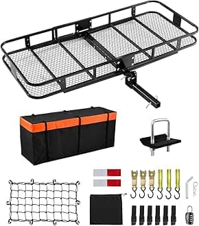 70" x 30" x 6", Hitch Cargo Carrier, 500 lbs Capacity with Ratchet Straps & Cargo Bag, Folding Hitch Mount Cargo Carrier Basket with Hitch Lock for 2" Receiver, Fit for SUVs