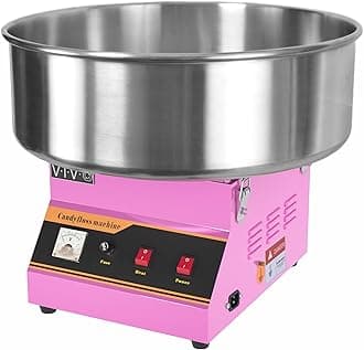 Pink 1030W Electric Cotton Candy Machine, Commercial Candy Floss Maker, 20 inch Stainless Steel Bowl with Sugar Scoop, Easy Home Use, CANDY-V001