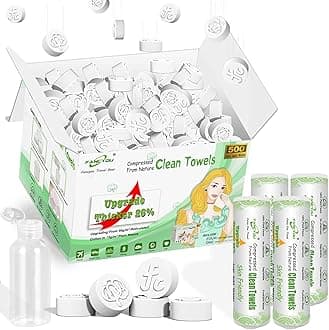 Compressed Towel Tablets Bulk 500 Pcs with 4 Dispenser, Mini Coin Tissue Cotton Biodegradable Disposable Washcloths, Portable Facial Towels for Home Travel Office Camping Gym Supplies