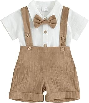 Infant Baby Boy Gentleman Outfit Summer Romper Onesie Suspender Shorts Overalls Newborn Dress Clothes