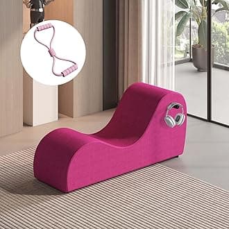 Yoga Chair for Adults, Yoga Chaise Lounge Indoor for Stretching Relaxatione, Laxation, Exercise, Curved Yoga Chaise Stretching for Couples Adults in Bedroom Pink
