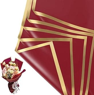 20 Sheet Flower Wrapping Paper - Waterproof Floral Bouquet Wrapping Paper, Florist Supplies Packaging Paper for Wedding Birthday Gift DIY (Wine Red)