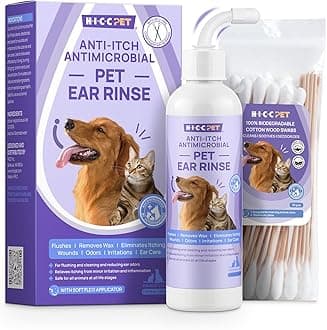 HICC PET Ear Cleaner for Dogs & Cats, 118ml 0.012% Hypochlorous Acid Formula for Soothing Ear Discomfort, Dog Ear Drops To Stop Wax Build Up, Head Shaking, Scratching Ear Odour (0.20kg,8.5*4.3*18cm)