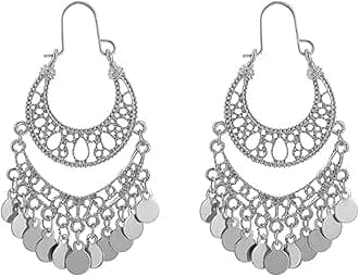 Jhumkas Indian Earrings Chandelier Earrings for Women Boho Crstyal Beaded Chandelier Dangling Stud Bollywood Jewelry Gifts Party Accessories Indian Outfits for Women Festival Holiday Christmas Gifts