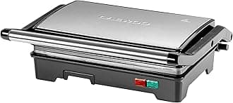 SDA1574GE Cool Touch Mini Panini Press, Opens 90° & 180° with Non-Stick Plates for Easy Clean, Skid Resistant Feet On & Ready Light Indicators-750W Power, 220-240v 50hz Type G UK Plug, Silver