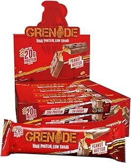 Grenade High Protein, Low Sugar Bar - Peanut Nutter, 12 x 60 g (Packaging May Vary)