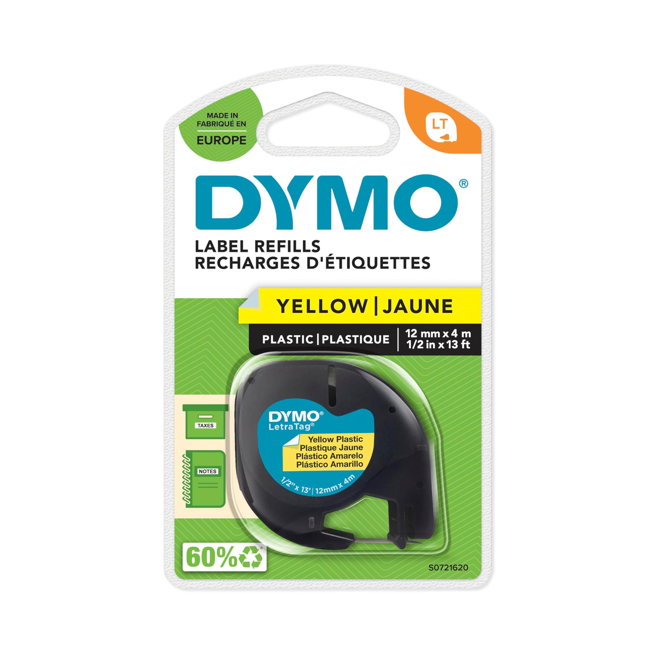 DYMO LetraTag Yellow Plastic Label Tape