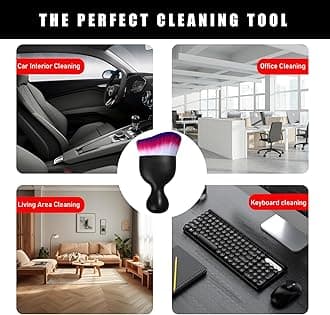 Car Interior Dust Brush, Soft Scratch Free Auto Detailing Brushes, Universal Vehicle Interior Cleaning Tool for Automotive Dashboard, Air Vents, Leather(White & Red & Blue)