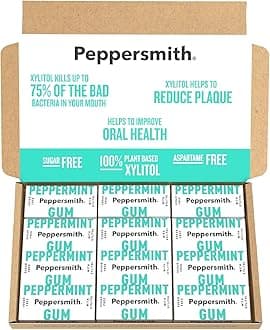 Peppersmith 100 Percent Xylitol Peppermint Chewing Gum 15 g (Pack of 12, Total 120 Pellets)
