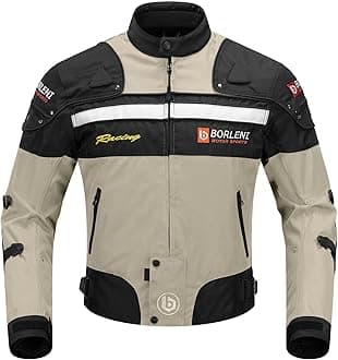 BORLENI Motorcycle Jacket Windproof Motorcycle Full Body Protective Gear CE Armor Suitable for All Seasons,Brown,XL