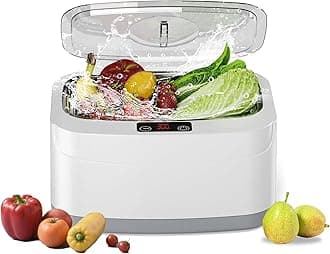 KUNPHY Fruit and Vegetable Washing Machine, Fruit Cleaner 2.5L 40kHz, 3 Timers Ultrasonic Vegetable Cleaner for Family Cleaning (White)