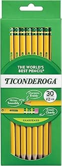 Ticonderoga Dixon Pencils,Wood-Cased,Pre-Sharpened,Graphite #2 Hb Soft,Yellow,30-Pack (13830)