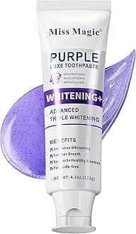 Miss Magic Purple Luxe Whitening Toothpaste – Fluoride Free,Color Correcting,Probiotic Oral Care,Fights Stains,Freshens Breath,Brightens Yellow Teeth,Supports Enamel Health 4.3oz