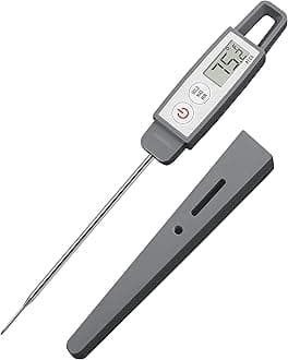Lavatools PT09 Super-Quick Commercial Grade Digital Thermometer for Cooking, Meat, Candy, Candle, Liquid, Oil, 4.5" Compact Probe, Splash Proof, °C/°F Toggle, Hold Function - Sesame