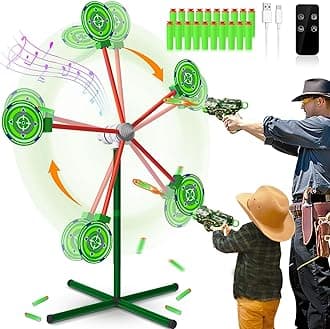 Rocket Shooting Games Toys with Rotating Target 2 Toy Guns 20 Foam Darts Kids Outdoor Toys for Boys Age 5 6 7 8 9 10+ Year Old Carnival Games Compatible with Nerf Guns (Green)