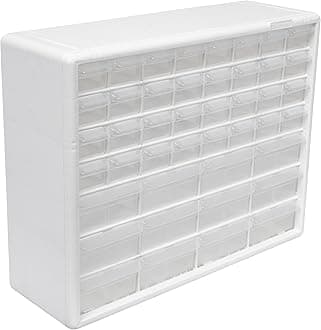 10144 44 Drawer Plastic Parts Storage, Hardware and Craft Cabinet, Lego Storage Organizer, Fathers Day Gift Idea, 20-Inch W x 6-Inch D x 16-Inch H, White
