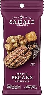 - Sahale Snacks Maple Pecans Glazed Mix, 1.5 Oz Grab & Go Bags (18 Packs) Dry-Roasted, Deluxe Mixed Nuts with Cherries, Apples, Maple, and Cinnamon - Non-GMO, Kosher, and Certified Gluten-Free Snacks