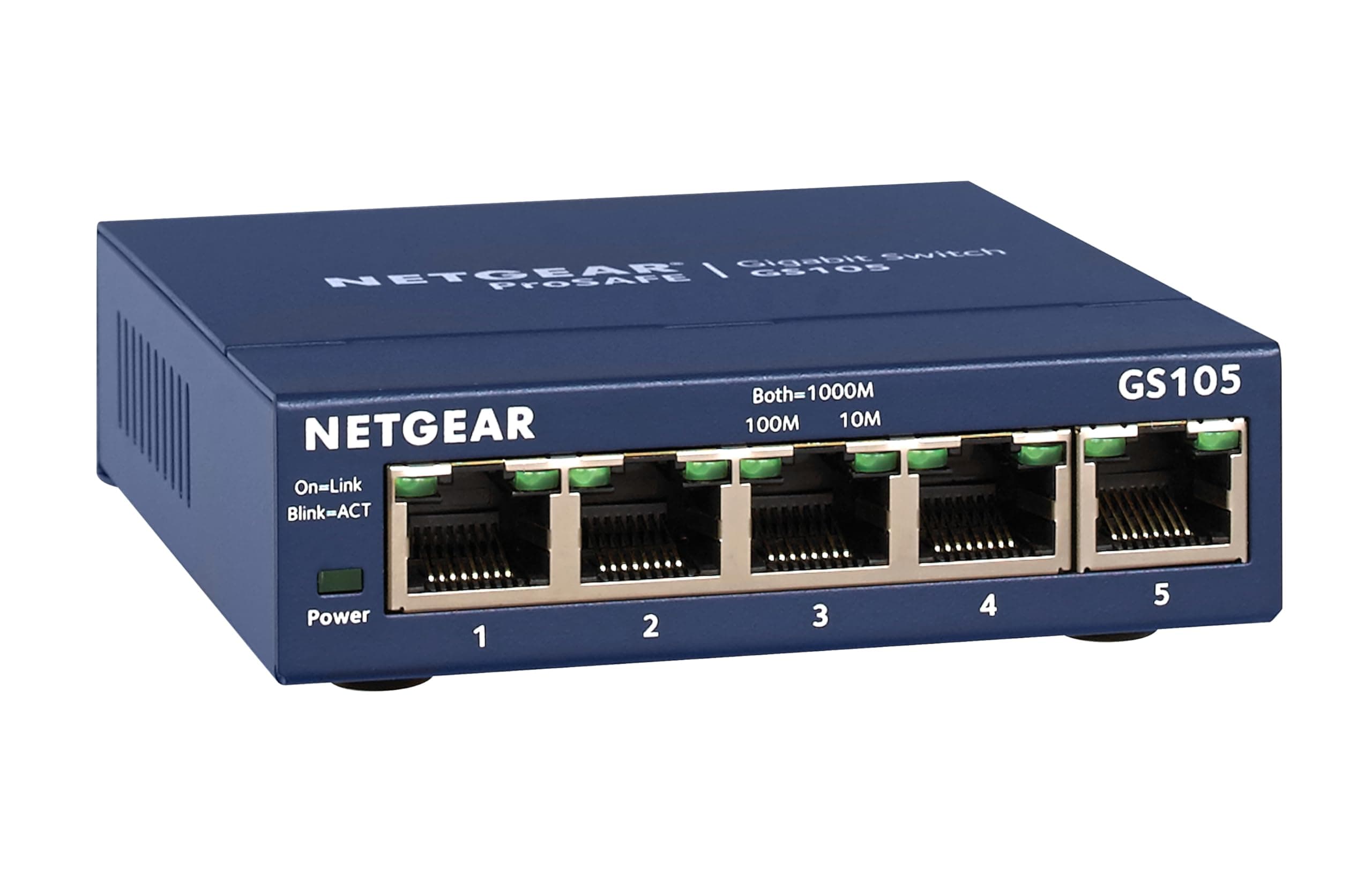 NETGEAR 5-Port Gigabit Ethernet Unmanaged Switch (GS105NA) - Desktop or Wall Mount, and Limited Lifetime Protection